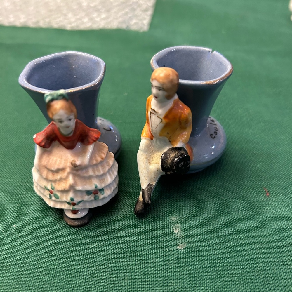Occupied Japan, mini man and women bud vases